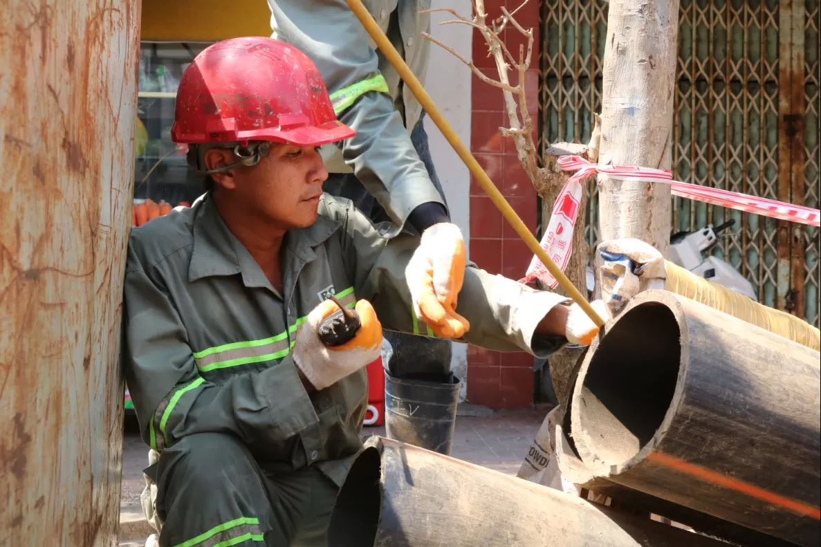 Công trường thì công dự án đường dây cáp ngầm TBA 110kV Cảng Quy Nhơn